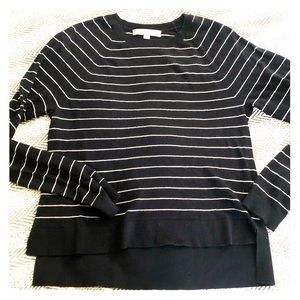 Loft Pinstriped High-Low Sweater